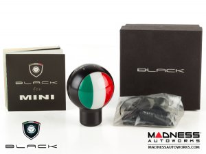 MINI Cooper Gear Shift Knob - Black w/ Italian Flag Design